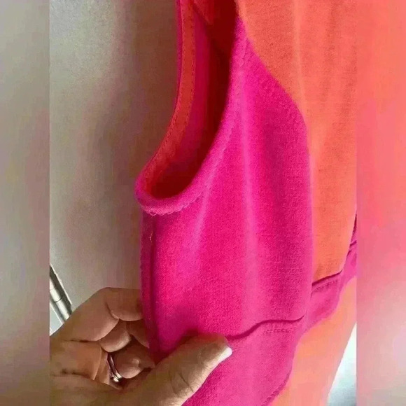 Coral and pink Ann Taylor LOFT dress fitted and stretchy fabric size 4 - Picture 5 of 16